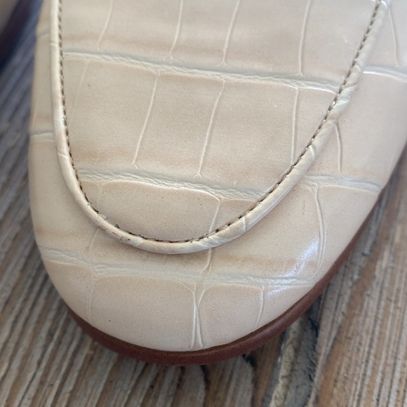 Sam Edelman Linnie Croc-Embossed Leather Bit Mules in Eggshell - Picture 5 of 10